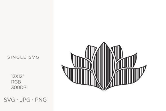Barcode Lotus Flower Vector Art Design