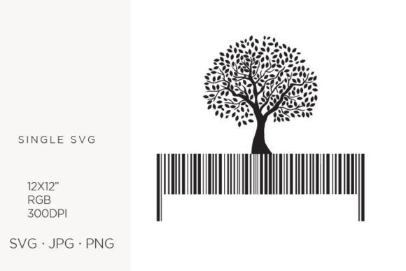 Barcode Tree, Vector: Merging Data Aesthetics with Organic Design