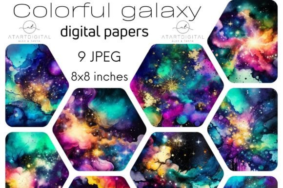 Colorful Galaxy Digital Paper Pack: A Versatile Resource for Creators and Small Businesses