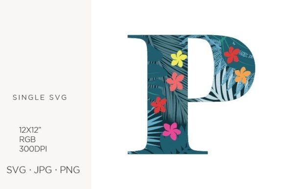 Designing with Palm Leaves and Flowers Inside Letter P: A Versatile Asset for Modern Creators