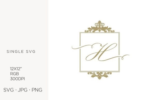 Golden Monogram Frame Victorian Letter H: A Versatile Design Asset