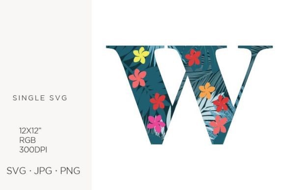 Integrating Palm Leaves and Flowers Inside Letter W into Modern Design Workflows