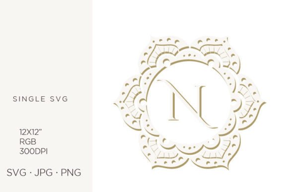 N Letter Inside Floral Mandala Frame Vector Art