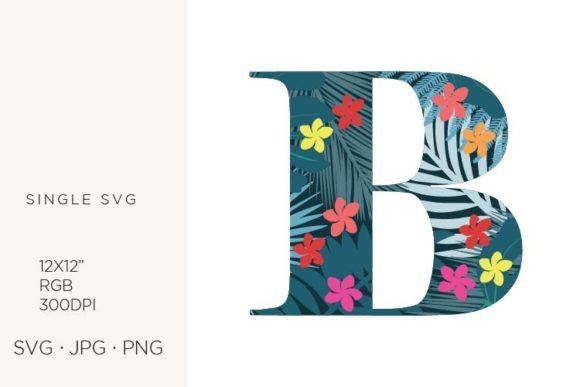 Unlocking Creative Potential with Palm Leaves and Flowers Inside Letter B Clipart
