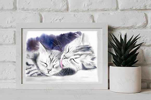 Watercolor Two Cats PNG JPG Files: Elevating Digital and Physical Design
