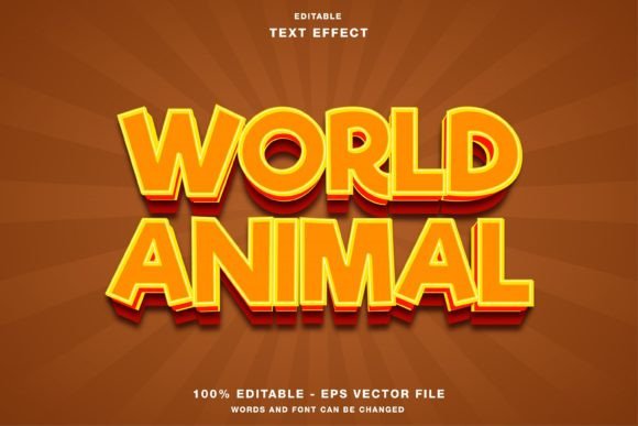 World Animal Cartoon 3D Text Effect